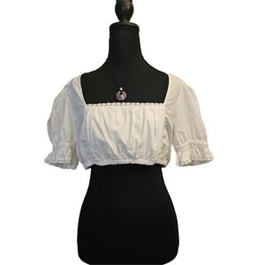 White Women's Puff Sleeve Top